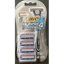 Bic Men’s Hybrid Flex 4, 1 Razor Handle + 4 Blade Cartridges, Brand New