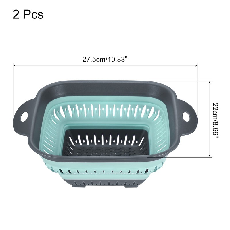 sourcing map Collapsible Colander Set 2pcs, 3-Quart Square Collapsible Strainers