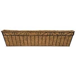 Deer Park Ironworks WB118 Lg. Imperial Deck Rail Planter w/Coco Liner, Natural Patina