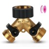 almaio Y Hose Splitter 2 Ways, 3/4" Brass DoubleTap Connector,