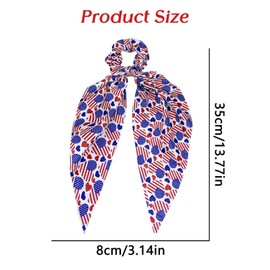 4th of July Hair Ties for Woman Red White and Blue Ribbon for Girls American Flag Hair Scrunchies Patriotic Elastic Independence Day Hair Tie Memorial Day Party Supplies Hair Accessories 1PCS