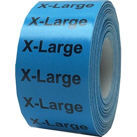 Blue X-Large Clothing Size Strip Stickers 1.25 x 5 Inch 125 Labels on a Roll