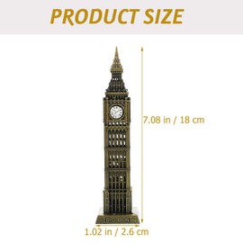 Zerodeko Big Ben Statue: Alloy Big Ben Building Model London Big Ben Sculpture Metal Landmark Building Figurine Vintage Big Ben Statue for Home Decoration
