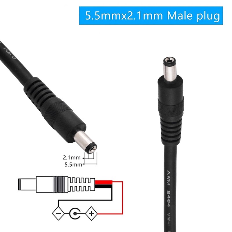 Jienk 2Pcs 1FT 14AWG 15A 12V DC Power Pigtails Cable,
