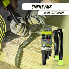 Twisted Goat Industrial Twist Ties, Ratchet Tie Down Straps with 3-Wire Braided Design, Heavy Duty Cargo Straps, Gear Ties, Reusable Ratchet Straps, Camper Accessories (Starter Pack: 3-Ft/6-Ft/10 Ft)