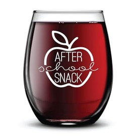 After School Snack Fun Funny Gift Permanent Ink Stemless Glass - 15 oz