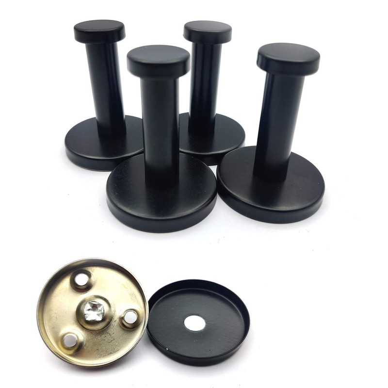 Pack of 4 Coat Hooks, Black, Round, Stainless Steel, Towel