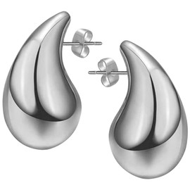 Giugio 18K Dupes Ohrringe, Groß Leicht Wassertropfen Tropfen Ohrringe, Hypoallergene Chunky Goldene Gold Ohrringe, Vergoldete Waterdrop Dicke Creolen Modeschmuck für Damen Mädchen Geschenke