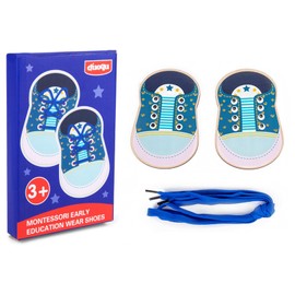 2Pcs Funny Wooden Lacing Shoe Useful Teaching Learn Shoelace Tie Shoes Early Shoe Lace Practice Board Easy Convenient Learn to Tie Shoelaces for Early Education