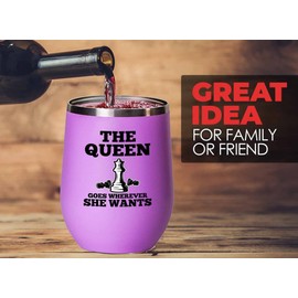Chess Lover Pink Wine Tumbler 12oz - The Q Goes - Chess Board Strategy Game Chess Pieces Wood Chess Gifts Horse Knight