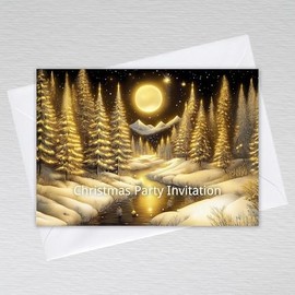 Christmas Party Invitations, Christmas Party Invitation Cards and Envelopes: Starlit Forest Christmas Party Invites (Pack of 50 with Envelopes)