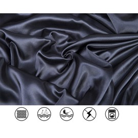 Lanest Housing - Funda de almohada de satén para pelo y piel, transpirable, supersuave, tamaño king, color negro