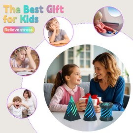 3 Packs Spiral Fidget Impossible Cone,3D Printed Optical Illusion Desk Toys Stress Relief Sculpture, Unique Office Gifts Teens Adults Kids Stocking Stuffers Christmas White Elephant(Black-Green)