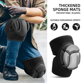 Anti-collision Knee Pads, Adjustable Knee Support Patellar Fixation Protection with Thick EVA Foam Lining for Outdoor Sports and Gardening Working, 1 Pair