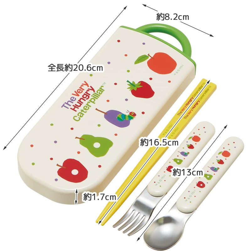 Skater TACC2AG-A Children's Antibacterial Trio Set Chopsticks Spoon Fork Harapeko