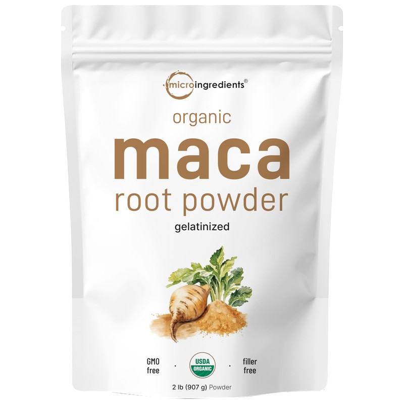 Micro Ingredients Organic Maca Root Powder, 2 Pound, Gelatinized for