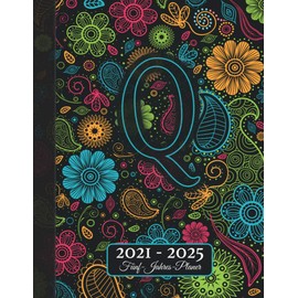 2021-2025 5-Jahres-Planer: Vorname Initiale Q I Monogramm Kalender Geschenk I Adressbuch I Notizen I Bucket List I Jahres- & Monatsplanung I Wochenplaner I Bullet Planer Geschenk
