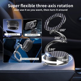bojiechen Car Phone Holder, 360°Adjustable Vacuum Magnetic Phone Holder for Car, Foldable Suction Cup Phone Mount, Phone Holders for Your Car for iPhone16/15/14/13/12 Series (Carbon Fiber)