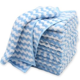 NEOWEMING 12PACK Soft Dish Cloths, Microfiber Cleaning Cloths: All-Purpose Washing/Lint Free/Absorbent/Quick Dry Reusable Washable Towels for Kitchen/Bathroom/Car/Glass, 10''x10'' (Blue)