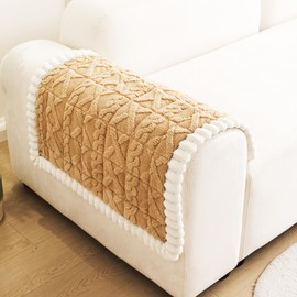 PJLZJFBY Non Slip Couch Arm Covers, Soft Recliner Backrest Cover Washable, Thick Fuzzy Armrest Covers for Sofa, Plush Armchair Arm Rest Slipcovers Couch Protector(1,Light Brown,27.6"x27.6")