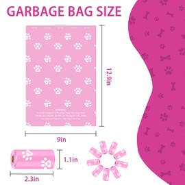 HZDHCLH Poop Bags for Dogs Leak Proof Extra Thick Dog Poop Bags, Pink Cat's Paw 8 Rolls 9" x 13" Lavender Scented Pet Waste Bag, 120 Count