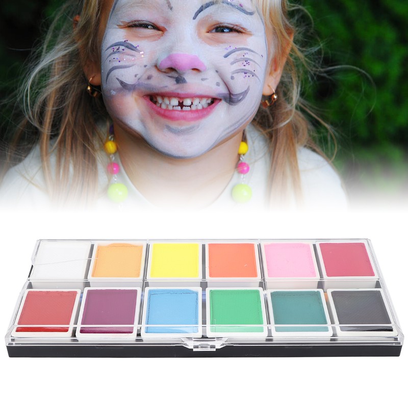 Face Paint Kit Cosmetic Grade 12 Colors Quick Drying Easy