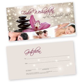 cosmeticPlus 50 Christmas Vouchers Voucher Cards Orchid & Massage for Relaxation, Spa and Physio Gift Vouchers