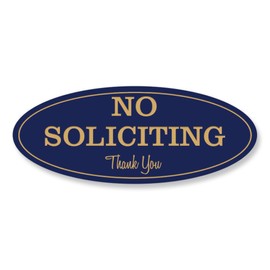 Oval No Soliciting Sign (Blue/Gold) - Small