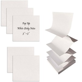 (6 Pack 600pcs) Pop Up White Sticky Notes 3x3,Pop Up Sticky Note Pads, 3x3 Refill Accordian Sticky Notes,Easy to Post Sticky Notes, Self-Stick Pads