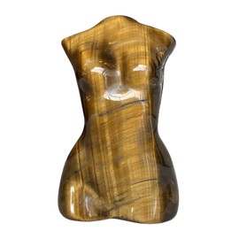 Manekieko Tiger's Eye Healing Crystal Female Model Figurine Sculpture, 50mm Carving Pocket Palm Stone Office Decor Decoration