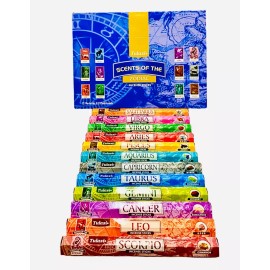 Tulasi Zodiac 12 Fragrance Incense Sticks (Box of 24  Rolls, 20 Sticks/Roll)