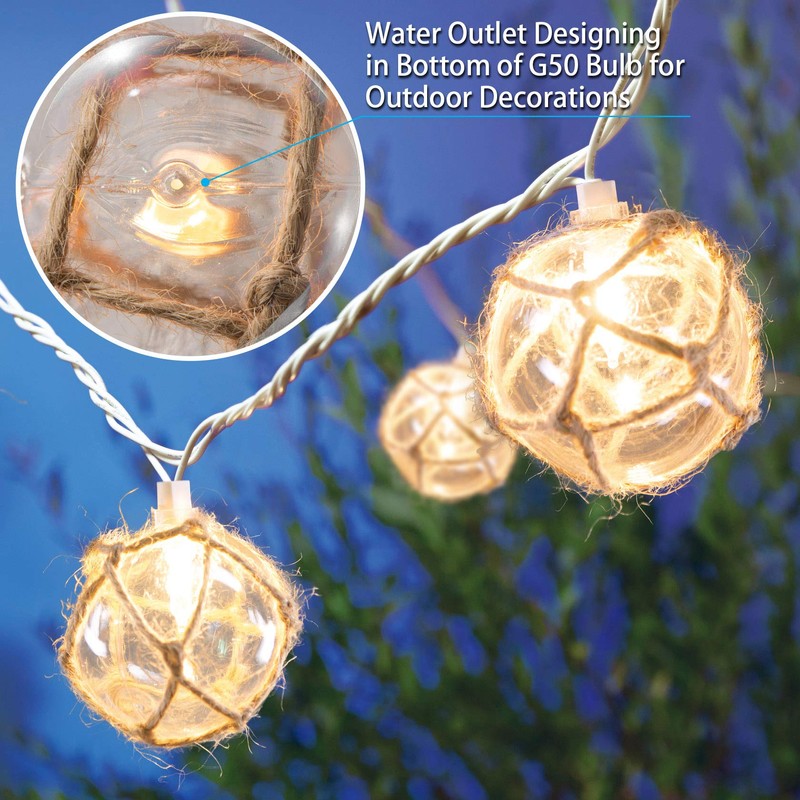 Nautical Fish Float String Lights Outdoor, Beach String Lights Set