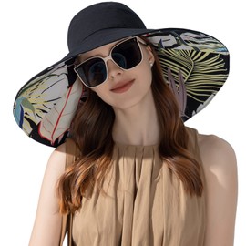 HUAMULAN Wide Brim Women Summer Sun Floppy Hat Beach Bucket Hats Reversible Foldable Fishing Travel UV Protection Lady Hats