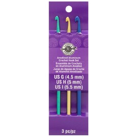 248696 Loops & Threads Anodized Aluminum Crochet Hooks Set/G, H, I