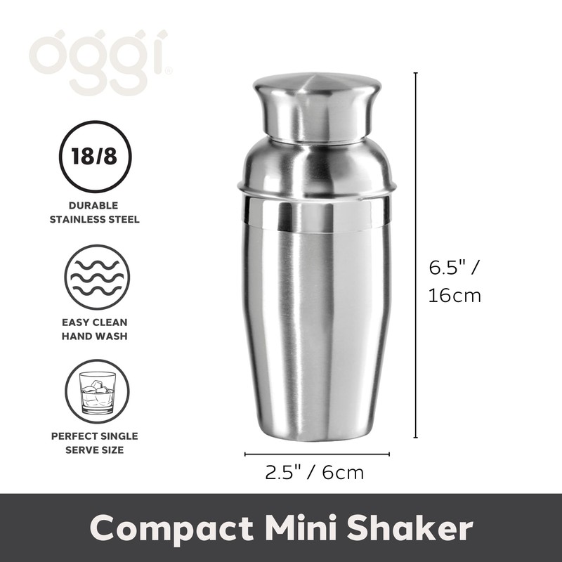 OGGI Mini Cocktail Shaker 10oz - Stainless Steel - Ideal