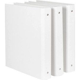 Bigso Ringo Fiberboard 3-Ring Binder Organizer | 3 Ring Binder to Store Projects or Papers | Sturdy and Durable 1 Inch Binder for Everyday Use at School or Work | 11″ x 11.8″ x 1″ | 3 Pack | White