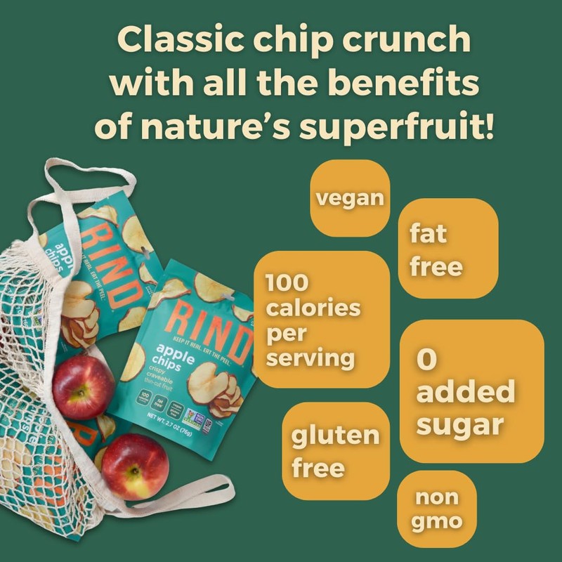 RIND Snacks | Unsweetened Apple Chips | 100% Sweet Fuji