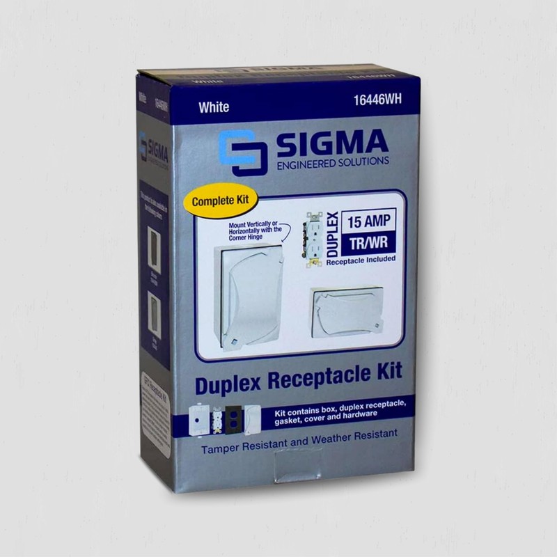 SIGMA ENGINEERED SOLUTIONS 16446WH Universal Metal Weatherproof Outdoor Electrical Outlet