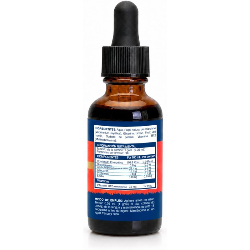 Suplemento Alimenticio Vitamina B12 Metilcobalamina L?quida Sublingual Sabor Ar?ndano 30ml