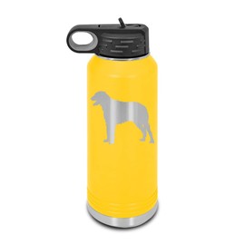 Irish Wolfhound Laser Engraved Water Bottle Customizable Polar Camel Stainless Steel with Straw - Dog Canine pet Yellow 32 oz