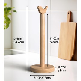KitchLife Cute Wooden Paper Towel Holder Countertop - Solid Freestanding Paper Towel Dispenser Stand Organizer with Anti-Skid Base (Bird)