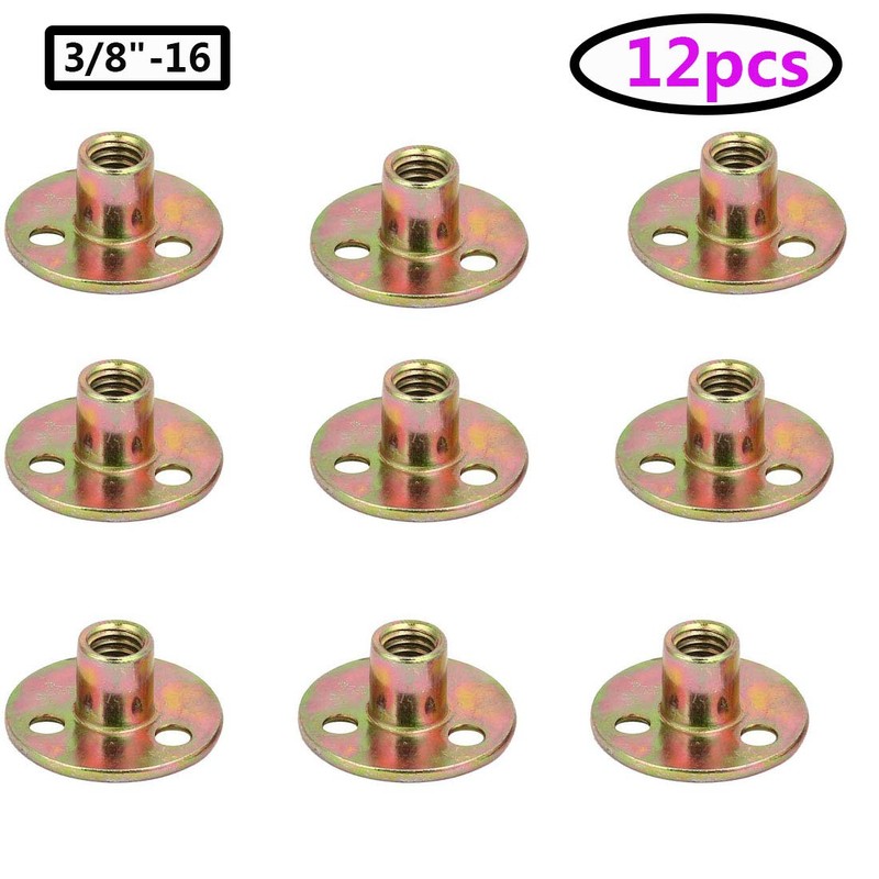 Socell 3/8"-16 Brad Hole Tee Nut Carbon Steel Round Base