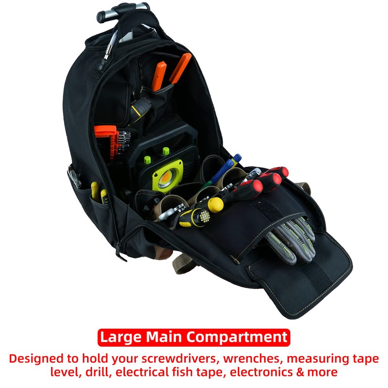 MELOTOUGH Wheeled Rolling Tool Bag Welding Backpack with Wheels for