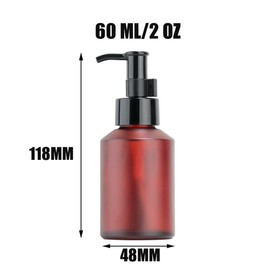 1Pcs 60ml/2oz Empty Frosted Glass Pump Bottles Soap Dispensers Travel Makeup Cosmetic Pump Dispensers Sample Packing Containers Storage Jars with Pump for Lotion Emulsion Essence Removel Oil (Red)