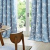 FMFUNCTEX 100% Blackout Floral Curtains for Bedroom, Blue Curtains 54