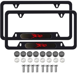HUIANTS 2PCS License Plate for Chrysler 300/C/ 300S Premium Car License Plate Bracket Holder, Premium Aluminum Alloy Weather Proof License Plate Covers with Screw Caps Cover Set Car Accessories
