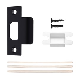 T-Strike Door Strike Plate, Stainless Steel Strike Plates for Interior Doors, Matte Black (1 Pack)