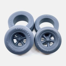 Unbranded 1/24 Resin 15 inch Torq Thrust D Wheels, Goodyear Polyglas Tires, and Brake Set - 15x8 & G60-15