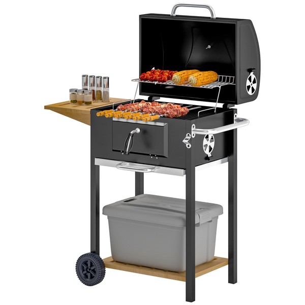 Outsunny Charcoal BBQ Grill, Outdoor Portable Cooker for Camping or
