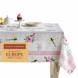 Maison d' Hermine Champ De Mars 100% Cotton Tablecloth Kitchen Dining Table Cloth for Rectangle Tables Farmhouse Tabletop Cover for Parties, Wedding Use Spring/Summer (60"x90")